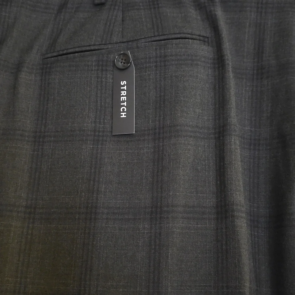 New Shaquille O'Neal‎ Men's Size 48x32 Gray Plaid Dress Pants Trousers